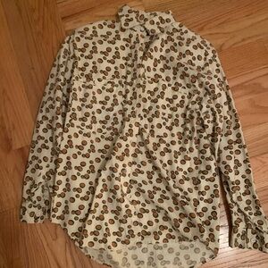 Vintage! Cream and Brown Polka Dot Blouse